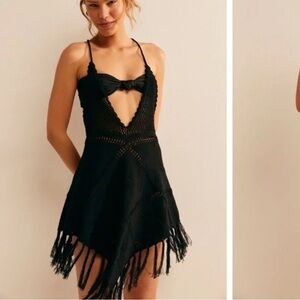 Free People Viola Fauxchet Beach Coverup Crochet Mini Dress Xsmall